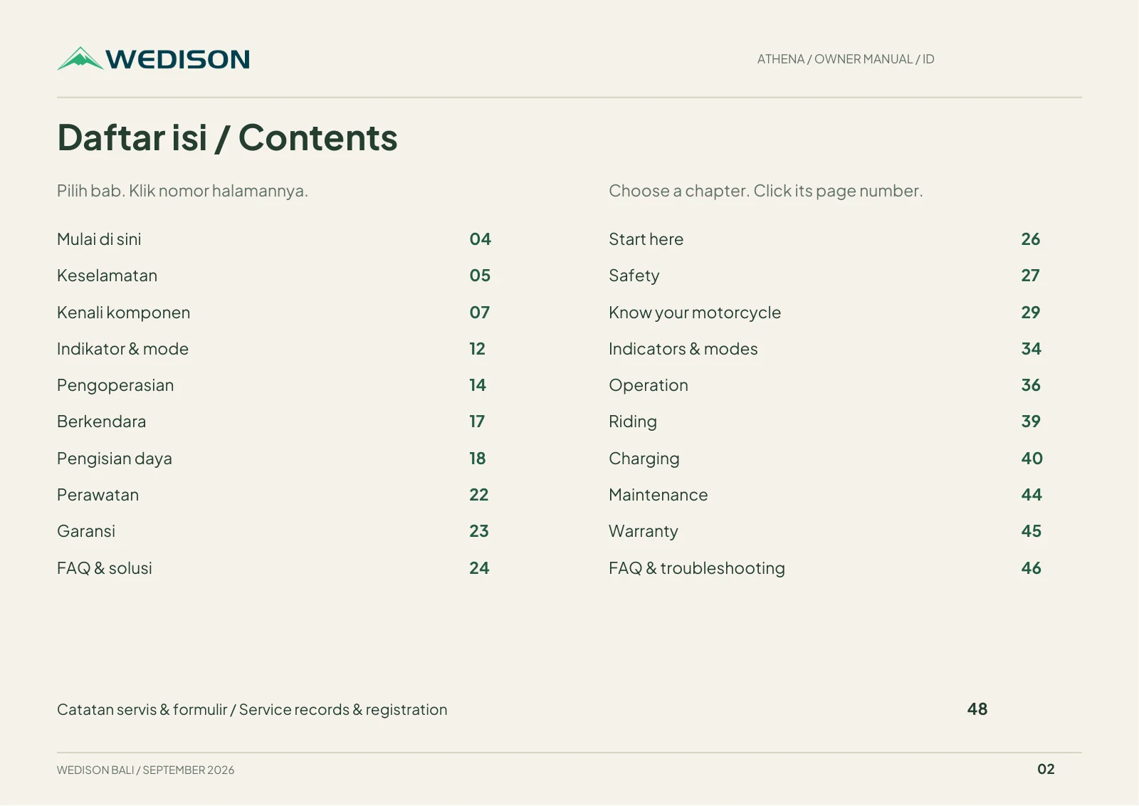 Daftar isi / Contents / Halaman 2
