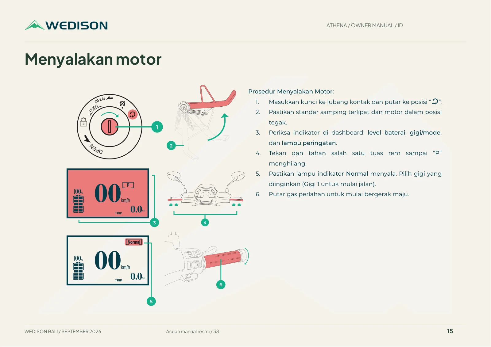 Menyalakan motor / Halaman 15