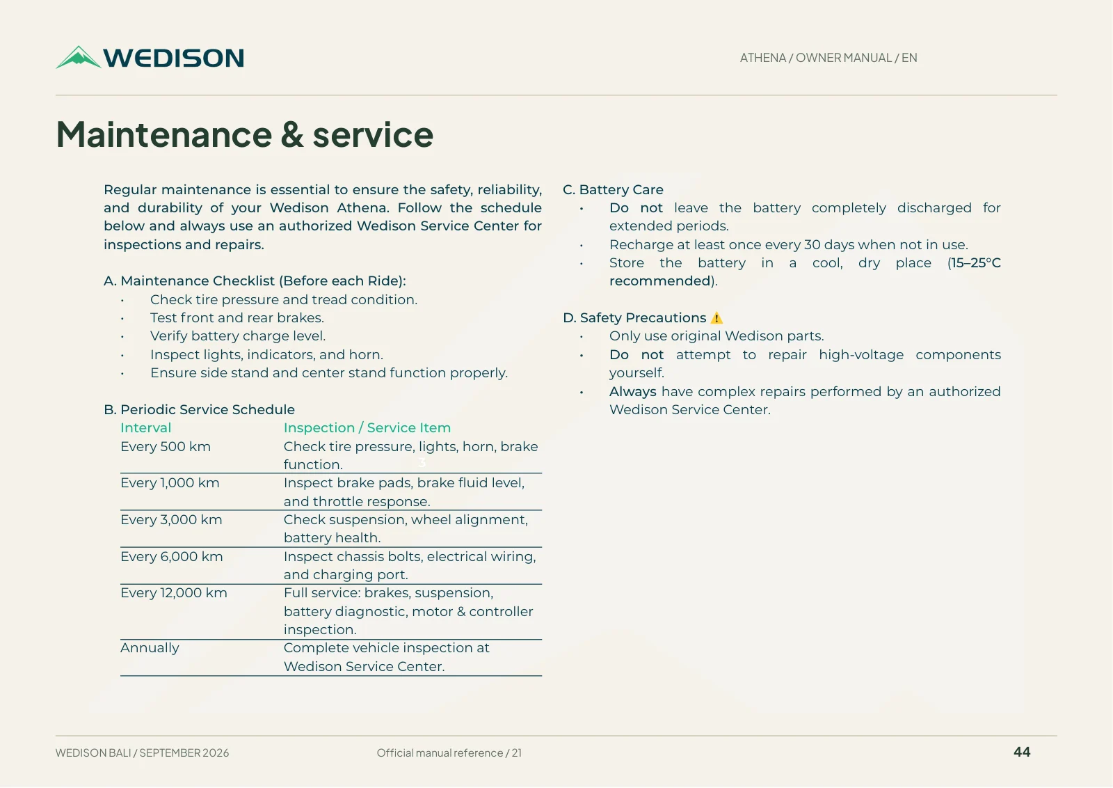Maintenance & service / Halaman 44
