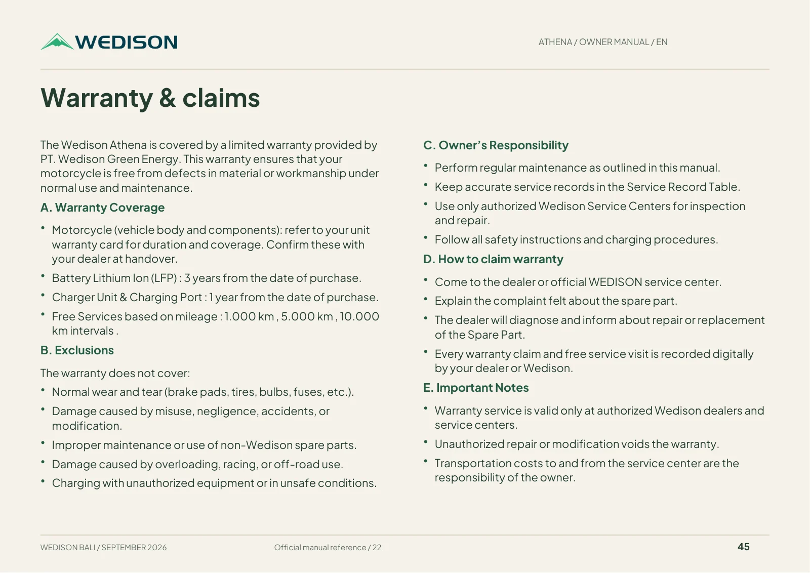Warranty & claims / Halaman 45