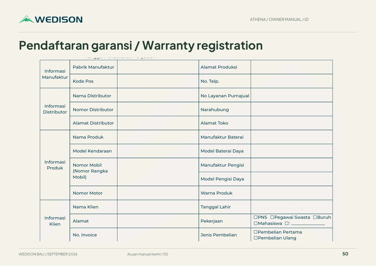 Pendaftaran garansi / Warranty registration / Halaman 50