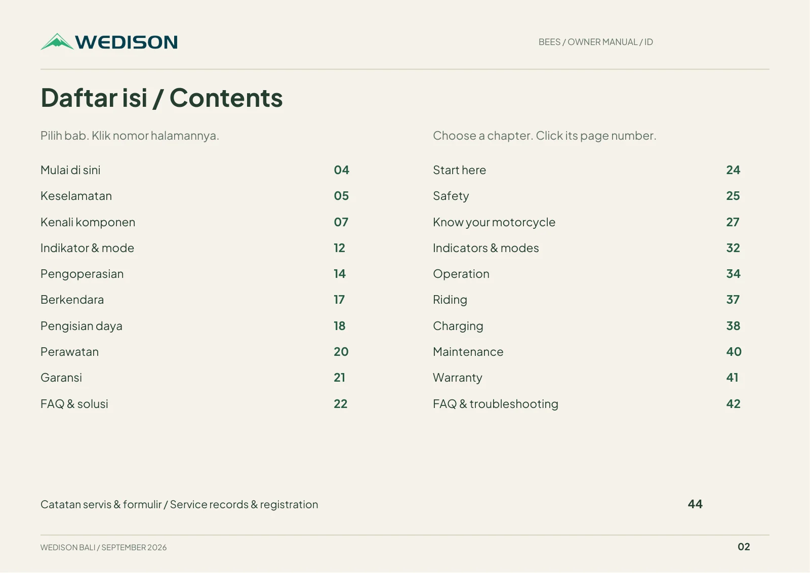 Daftar isi / Contents / Halaman 2