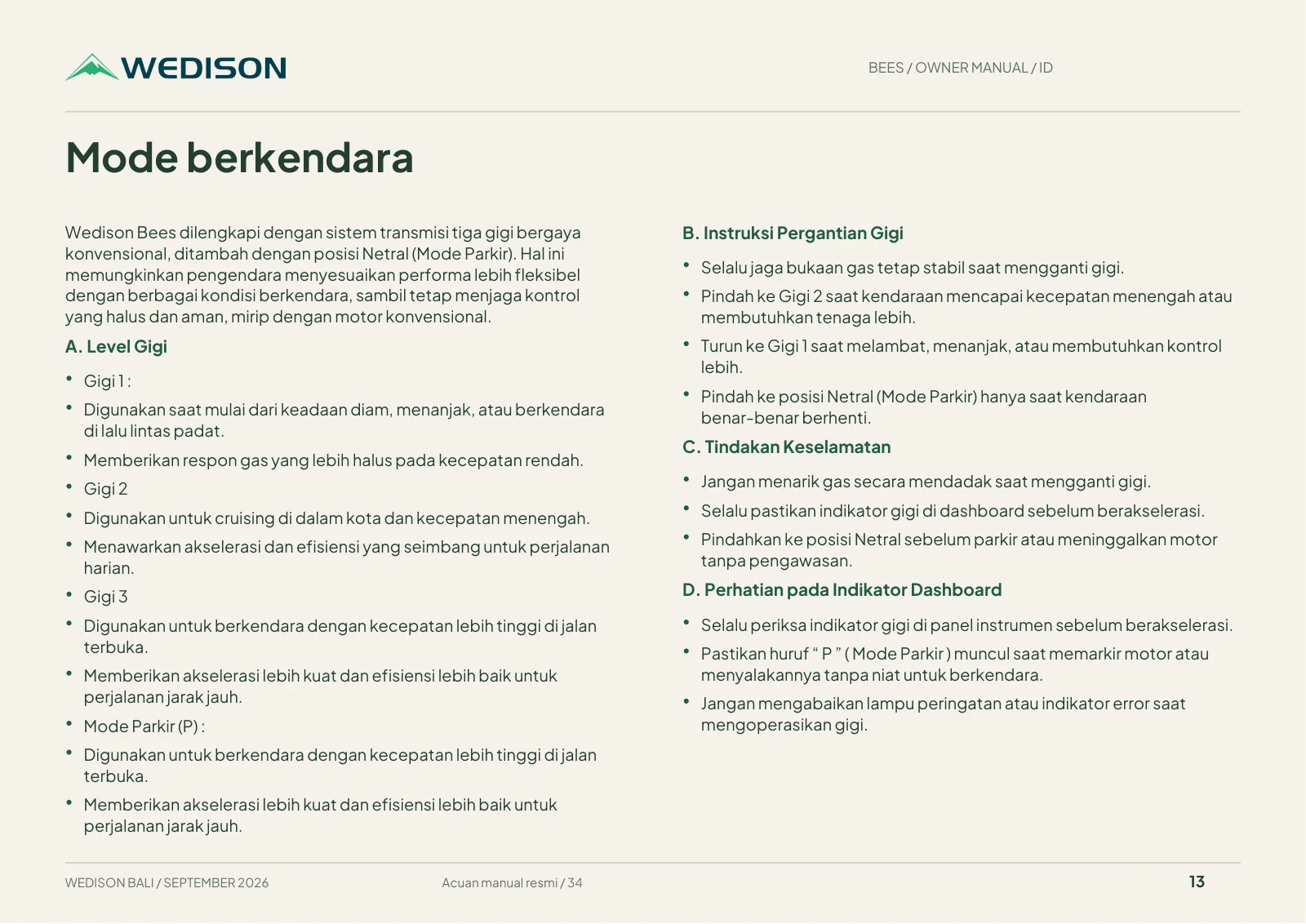 Mode berkendara / Halaman 13