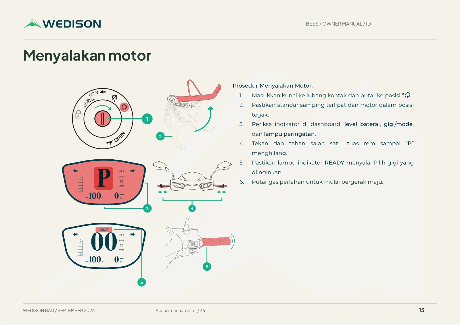 Menyalakan motor / Halaman 15