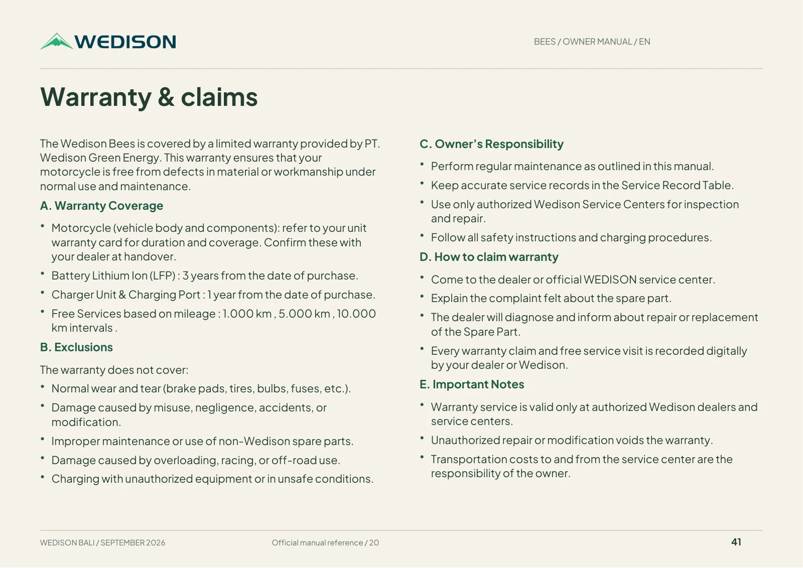 Warranty & claims / Halaman 41