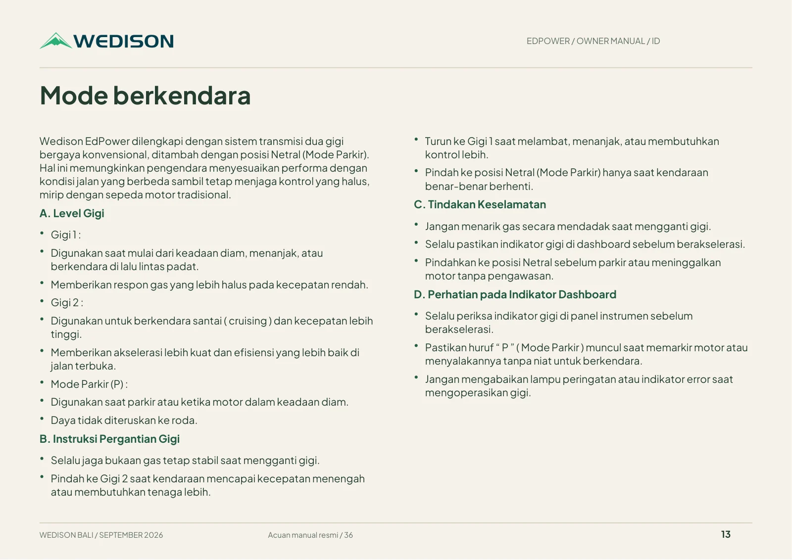 Mode berkendara / Halaman 13