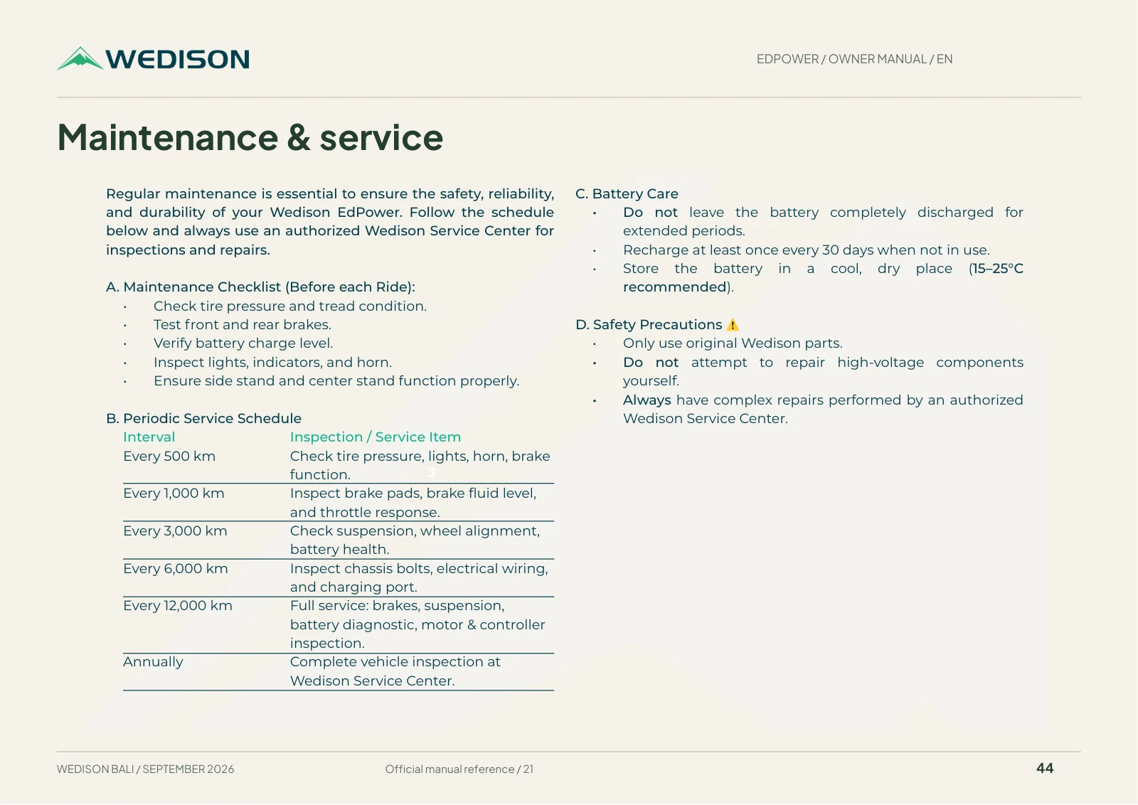 Maintenance & service / Halaman 44