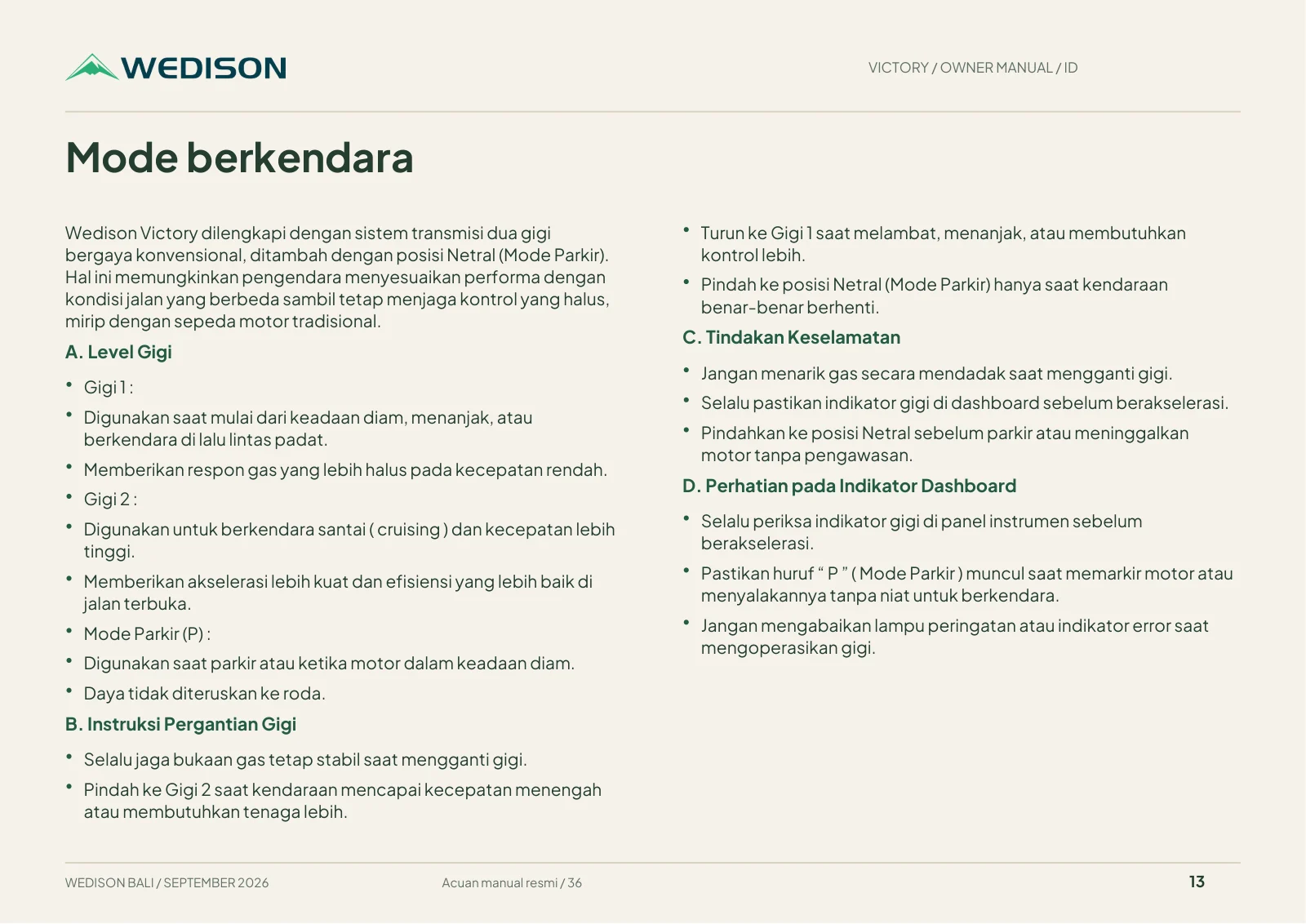 Mode berkendara / Halaman 13