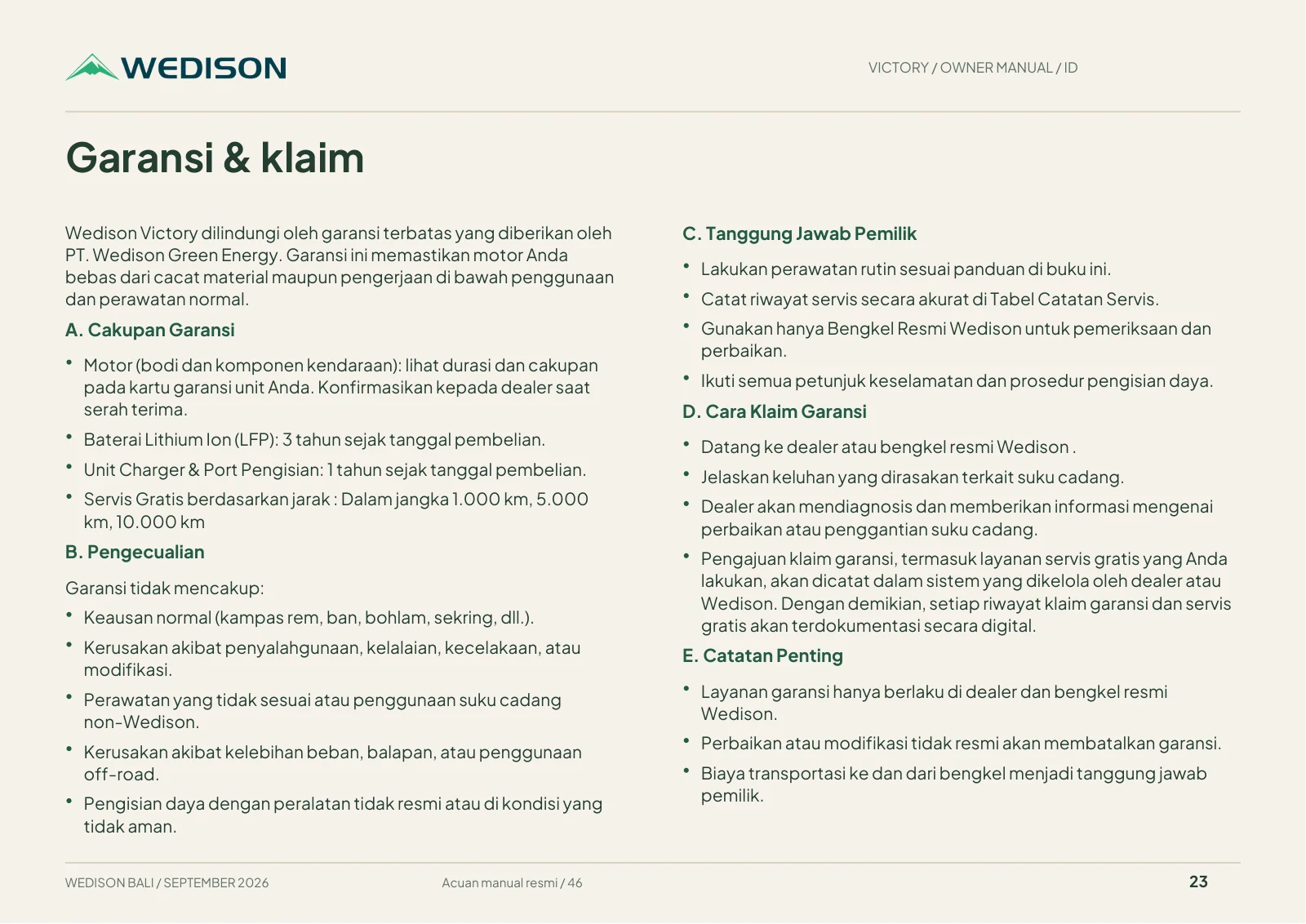 Garansi & klaim / Halaman 23