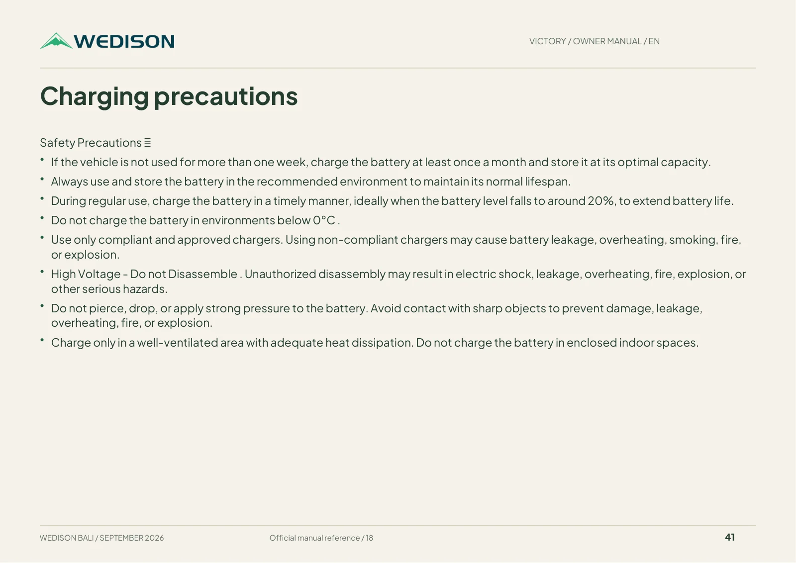 Charging precautions / Halaman 41