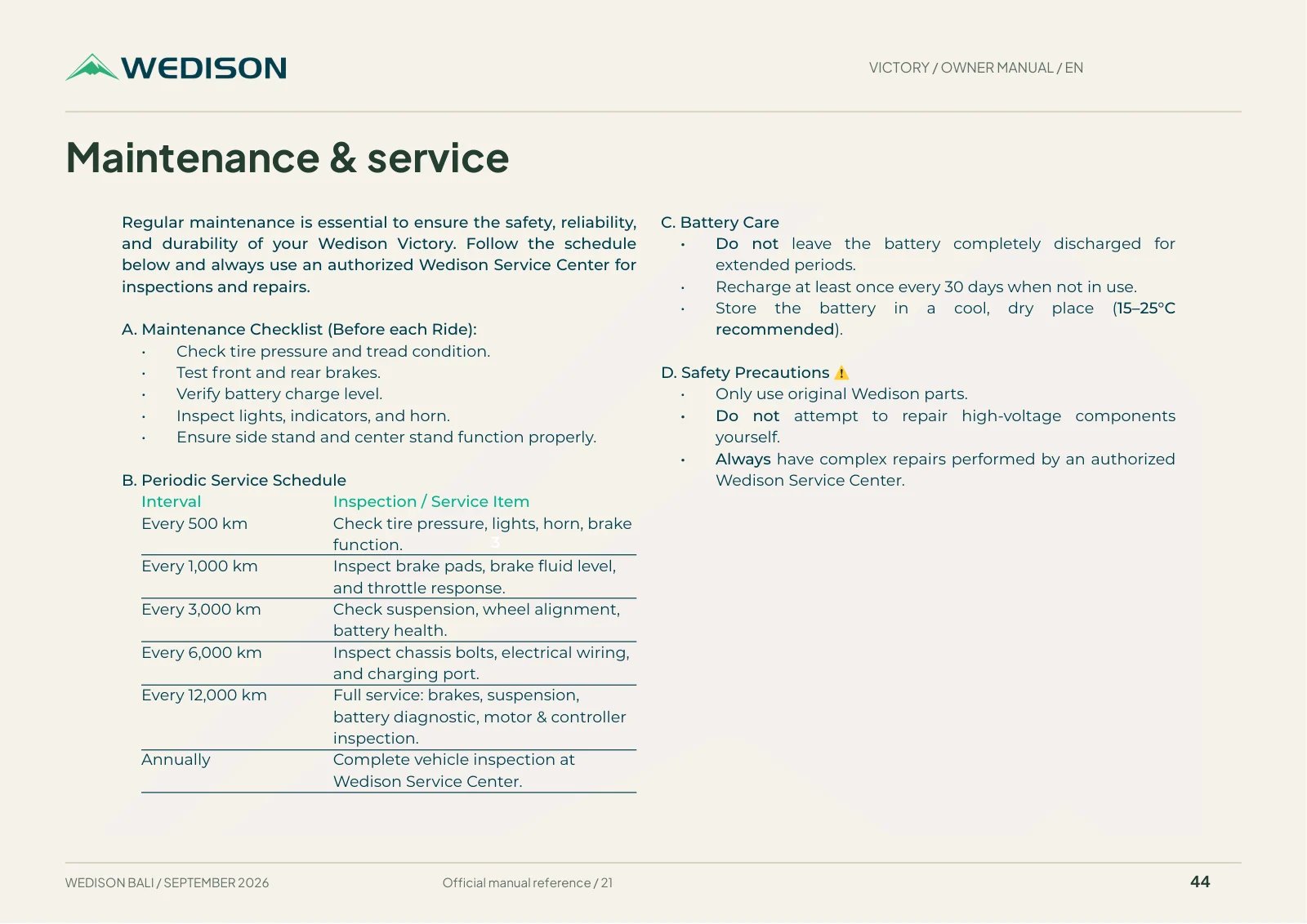 Maintenance & service / Halaman 44